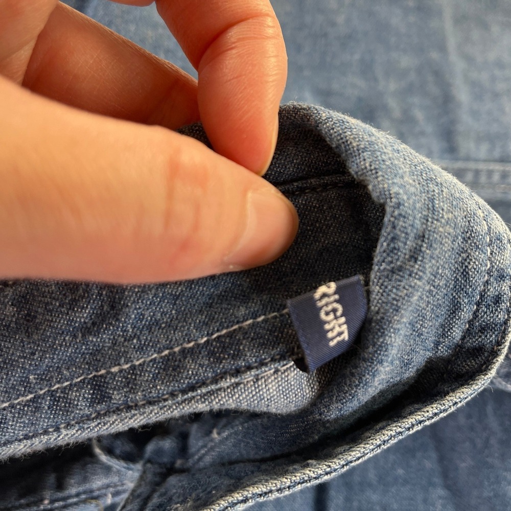 Vintage 90s Quizzical Denim Shirt L Blue Christmas Noahs Ark Festive Grandmacore - Picture 8 of 14